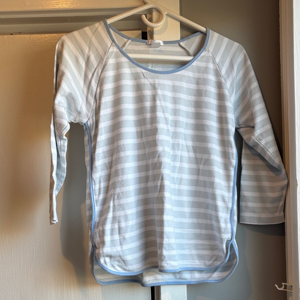 LAKE PAJAMAS Striped Blue and White Women's Top 3/4 sleeve